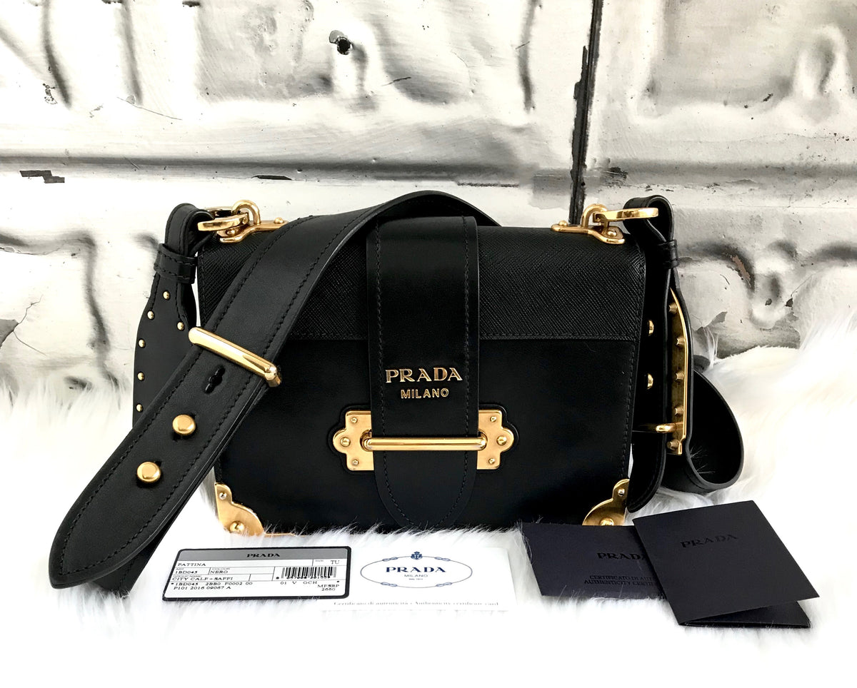 Prada Cahier Leather Shoulder Bag Clutch Covet LLC