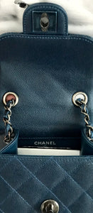 CHANEL Extra Mini Wallet on Chain Blue Calfskin