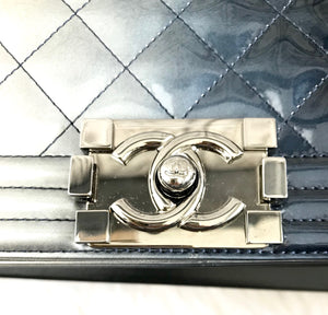 CHANEL Ombre Quilted Patent Leather Boy Clutch