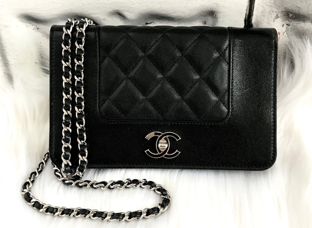 Chanel  Black Leather Lucky Charms Wallet On Chain  Queen Station