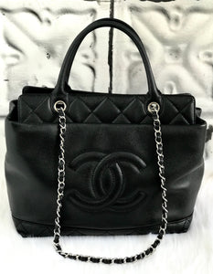 CHANEL Double Handle Shopping Bag Caviar Leather Black