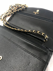 CHANEL Black Wallet on Chain Gold Hardware