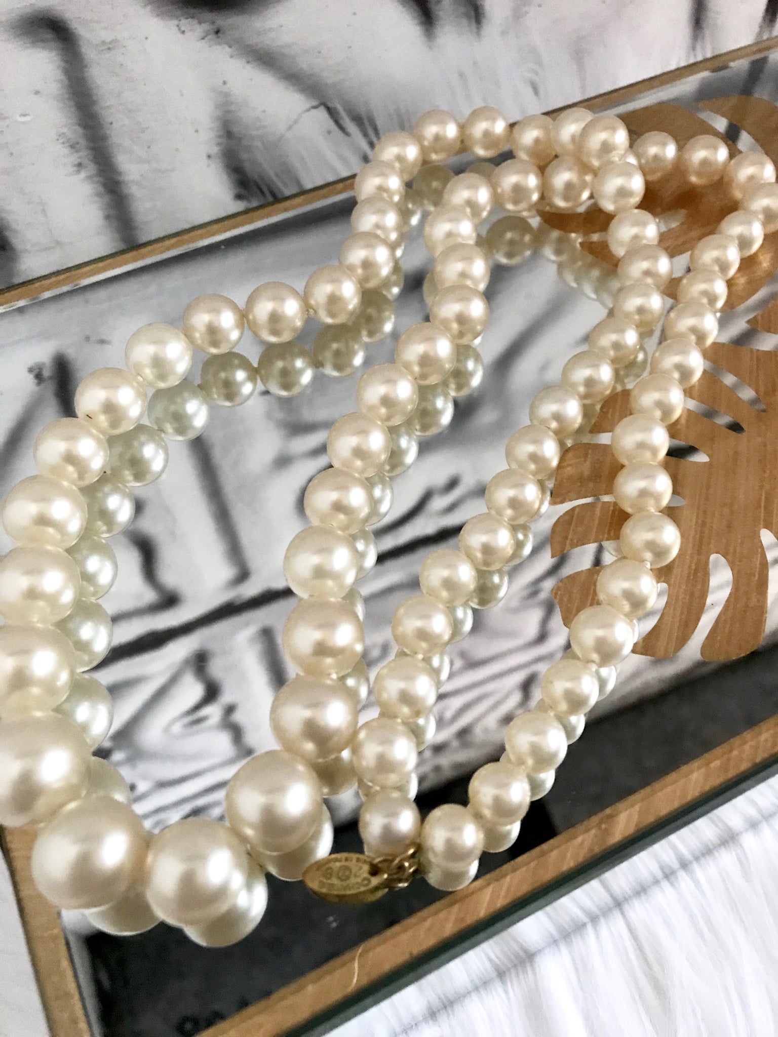 Chanel Gold CC Scatter Pearl Pearl Long Necklace 100 Yr Anniversary