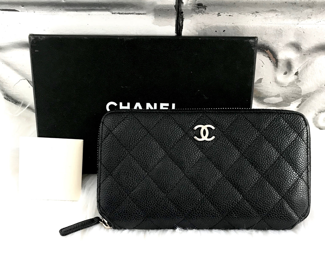 CHANEL Quilted Zip Around Wallet