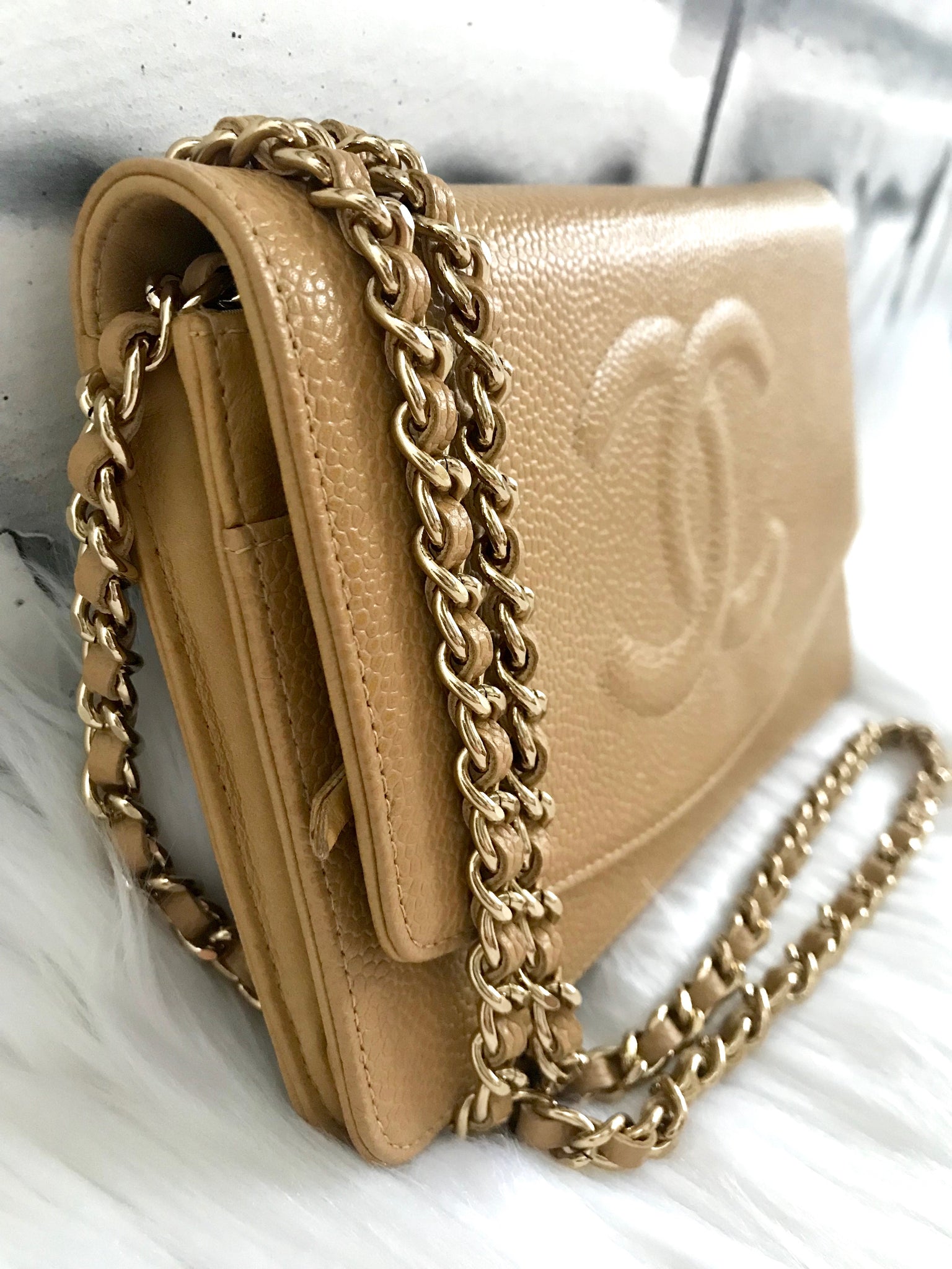 Chanel Wallet on Chain Beige Leather ref.1015364 - Joli Closet