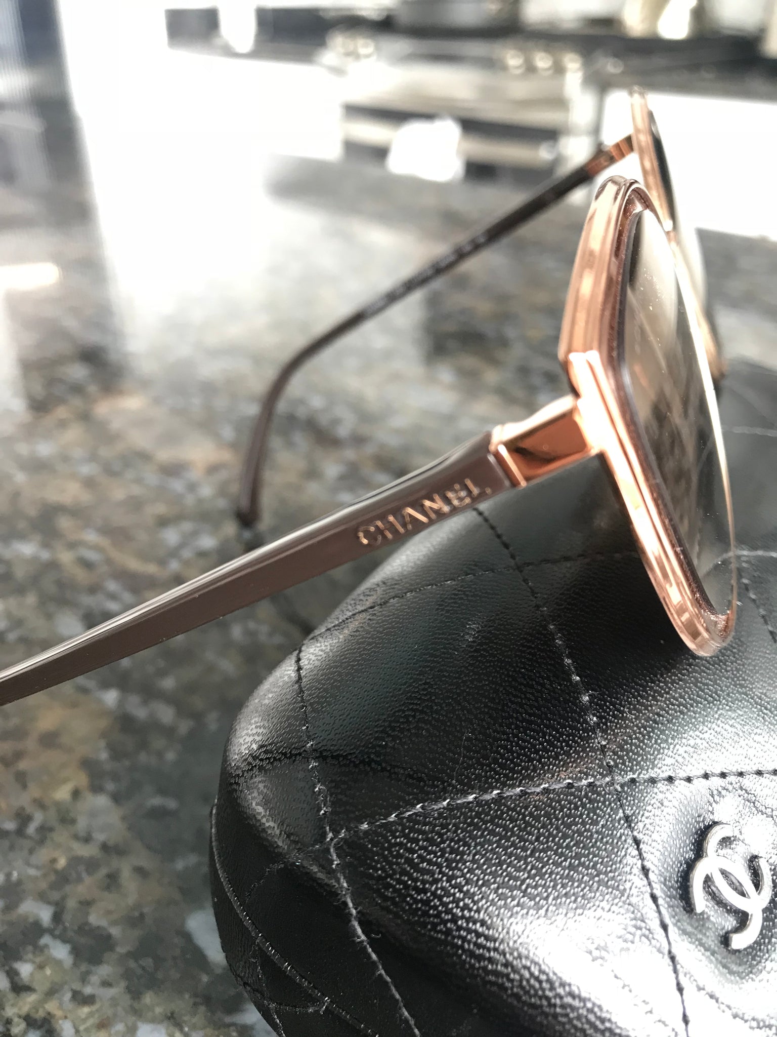 CHANEL Rose Gold 18k Metal Cat Eye 4222 Sunglasses Clutch Covet LLC