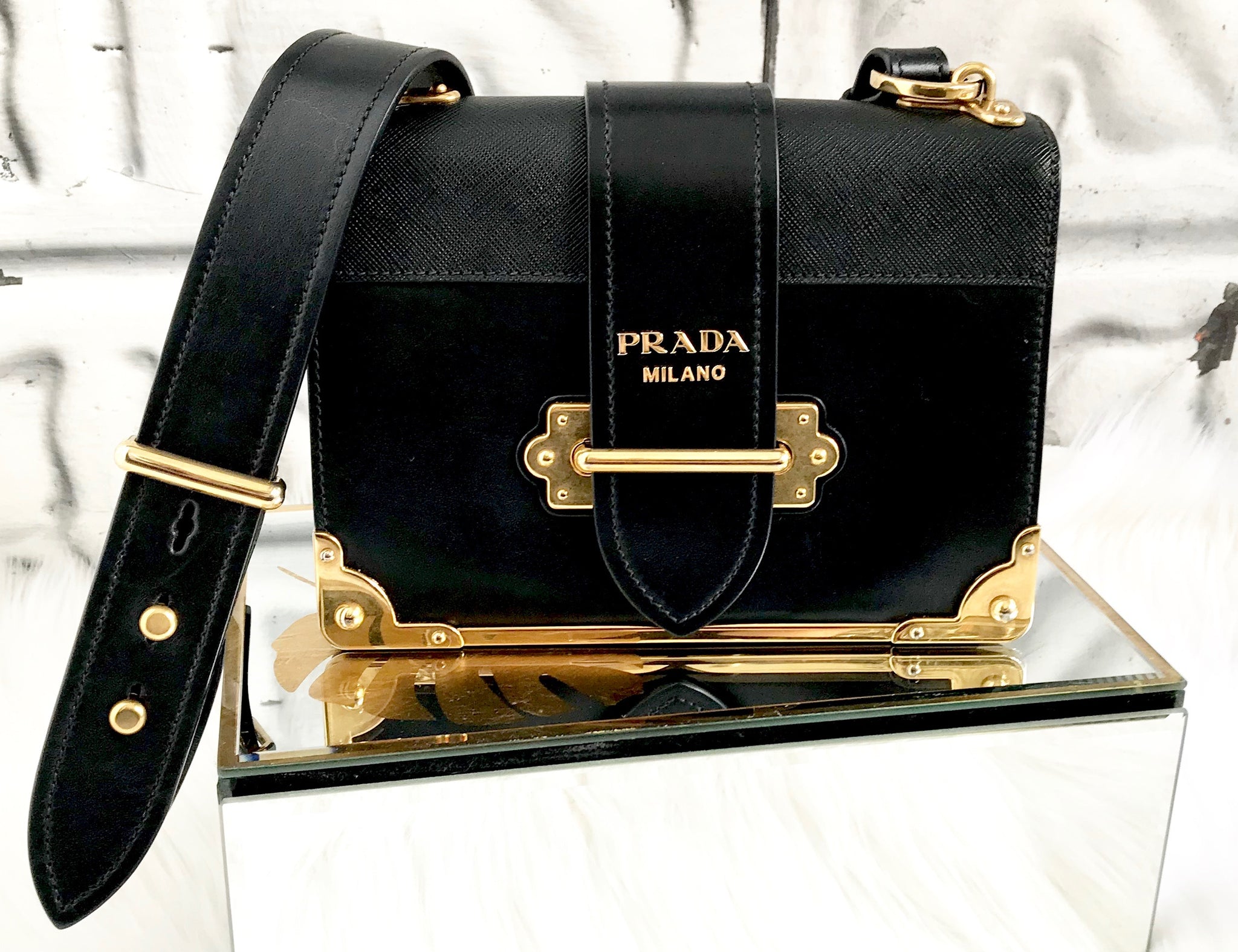 Prada Cahier Leather Shoulder Bag Clutch Covet LLC