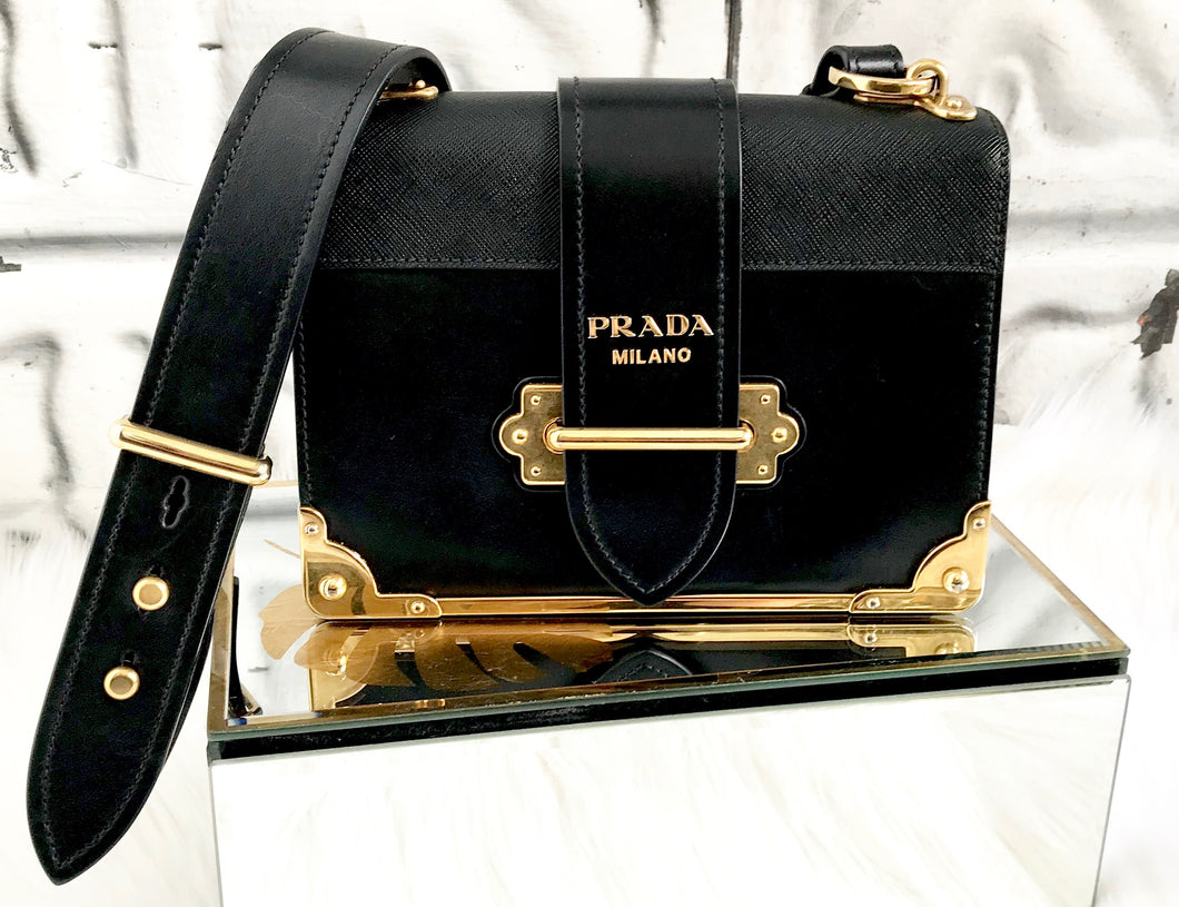 Prada Cahier Leather Shoulder Bag Clutch Covet LLC